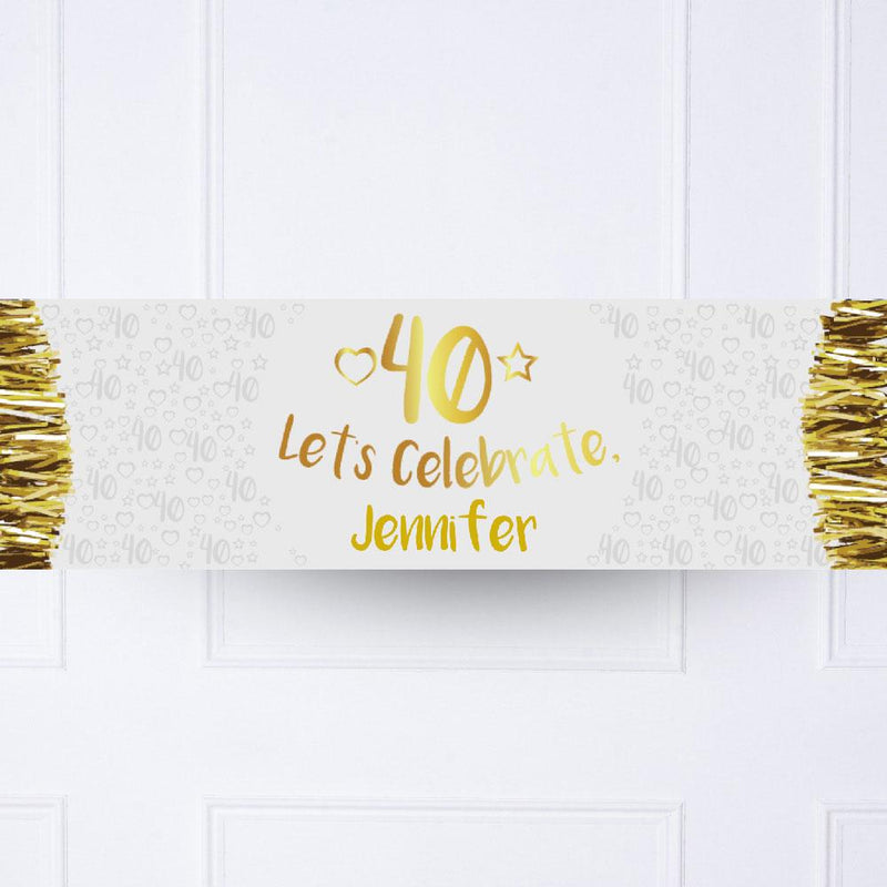 Gold 40th Personalised Party Banner