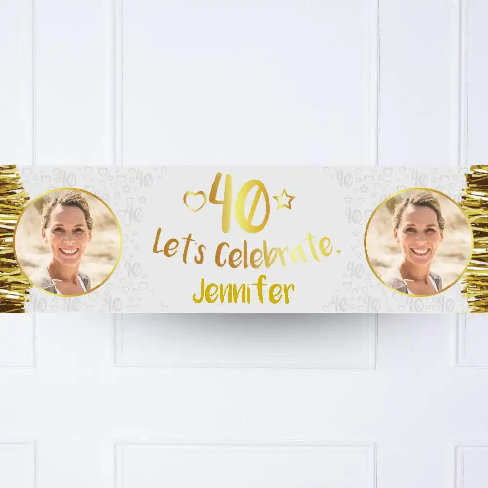 Gold 40th Personalised Party Banner Yes Personalised Banner