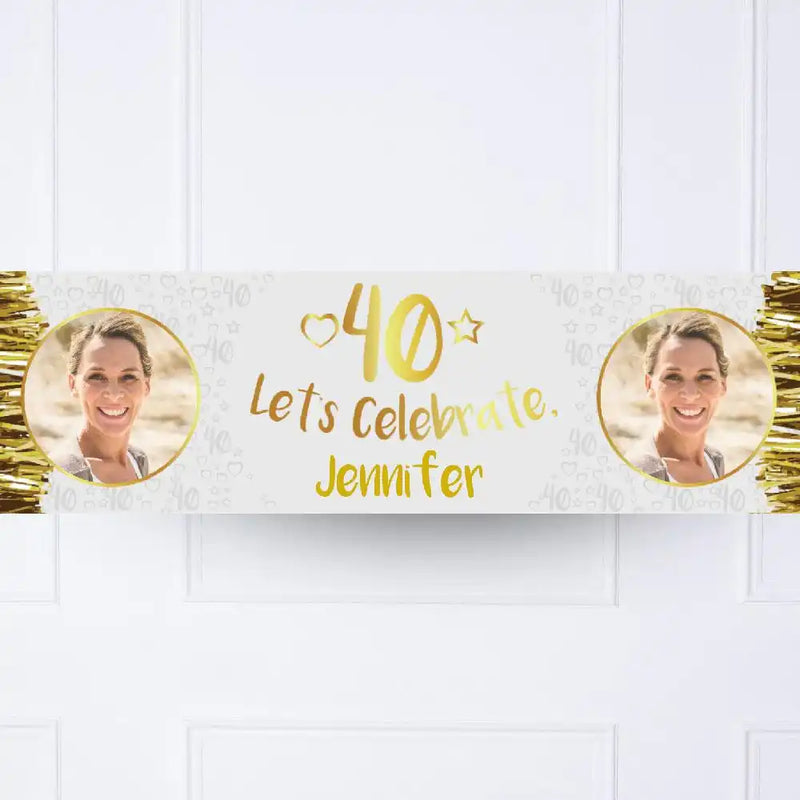 Gold 40th Personalised Party Banner Yes Personalised Banner