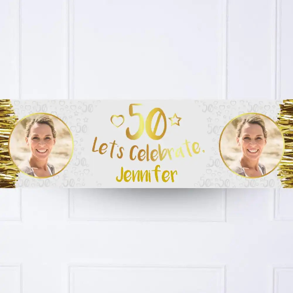 Gold 50th Personalised Party Banner Yes Personalised Banner