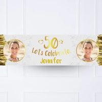 Gold 50th Personalised Party Banner Yes Personalised Banner