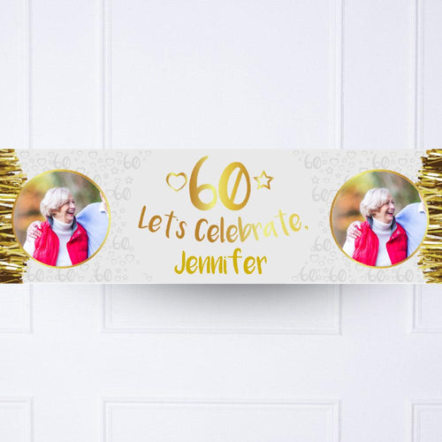 Gold 60th Personalised Party Banner