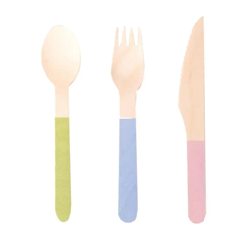 Wooden Party Cutlery - Pastel Mix (x6 guests) General Party