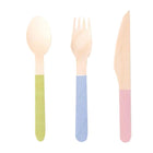 Wooden Party Cutlery - Pastel Mix (x6 guests)