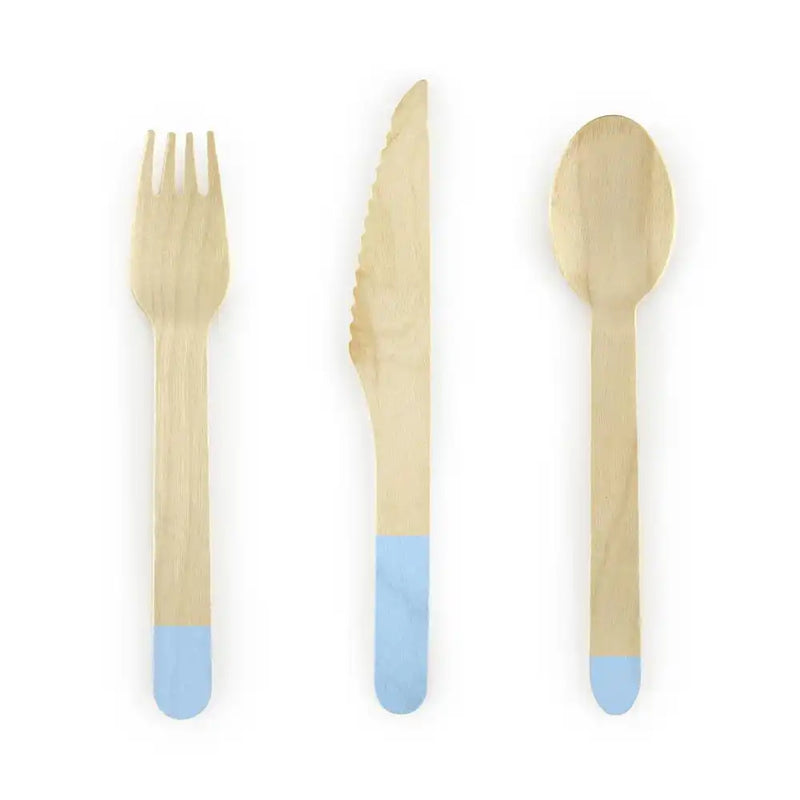 Wooden Party Cutlery - Light Blue (x6 guests) General Party