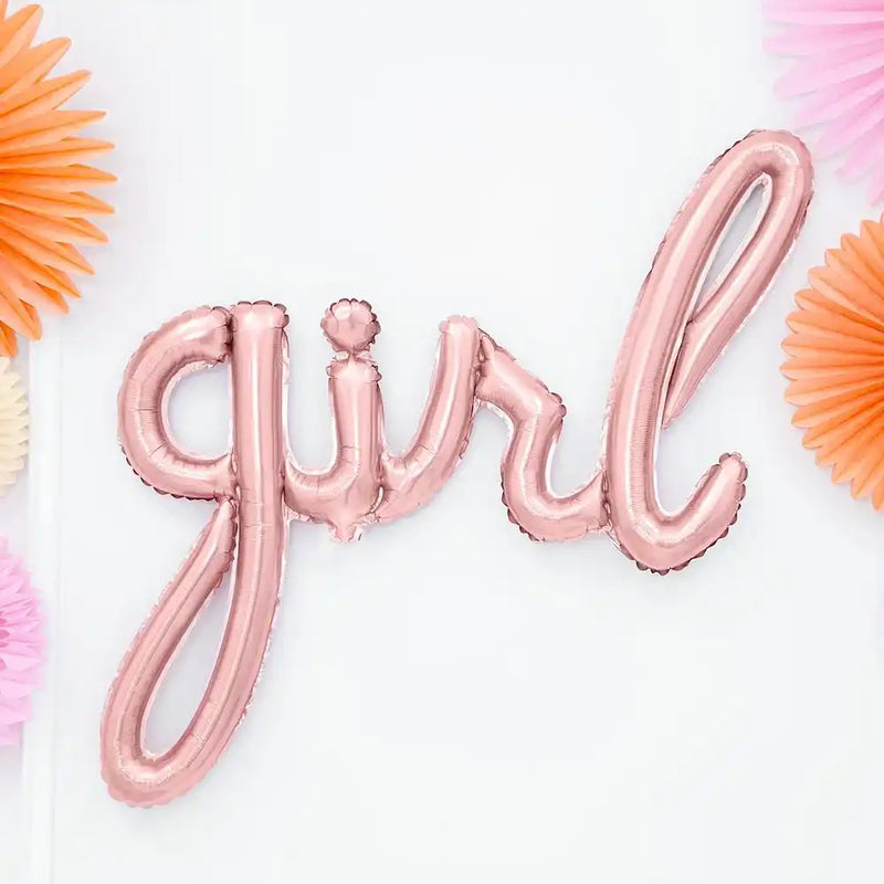 GIRL Air Filled Foil Phrase Balloon Bunting Rose Gold Baby Shower