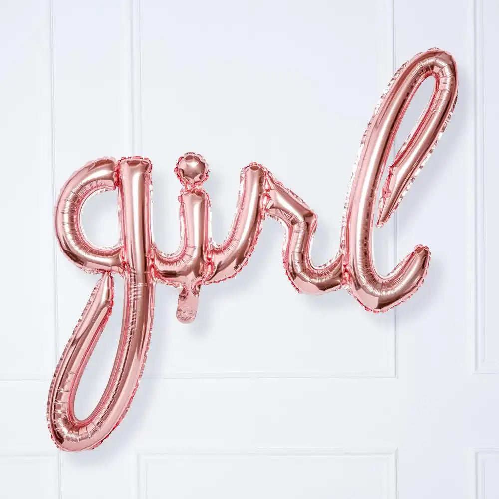 GIRL Air Filled Foil Phrase Balloon Bunting Rose Gold Baby Shower