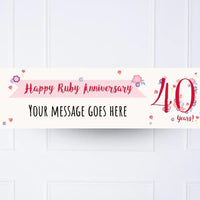Ruby Anniversary Personalised Party Banner No Personalised Banner