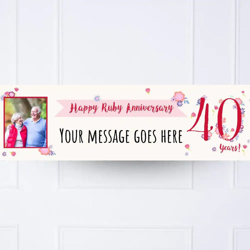 Ruby Anniversary Personalised Party Banner Yes Personalised Banner