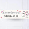Silver Anniversary Personalised Party Banner No Personalised Banner
