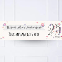 Silver Anniversary Personalised Party Banner No Personalised Banner