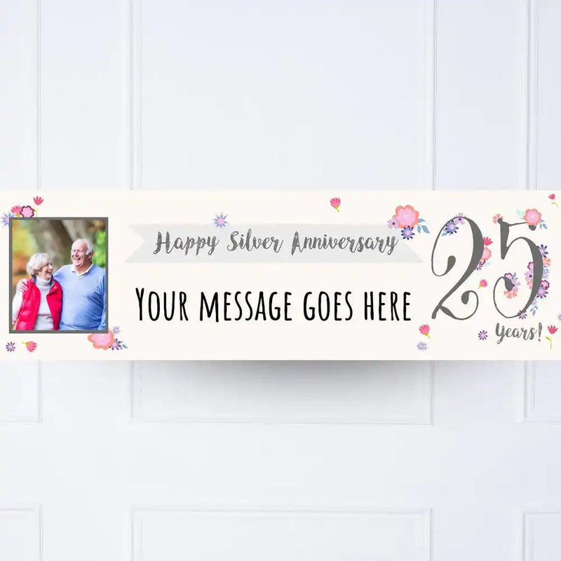 Silver Anniversary Personalised Party Banner Yes Personalised Banner