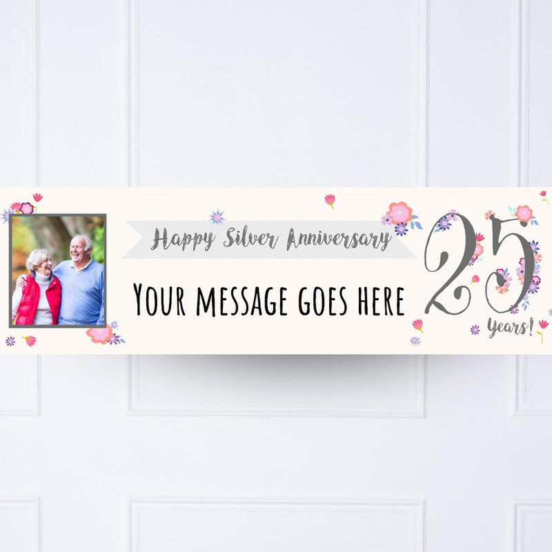 Silver Anniversary Personalised Party Banner