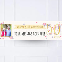 Gold Anniversary Personalised Party Banner Yes Personalised Banner