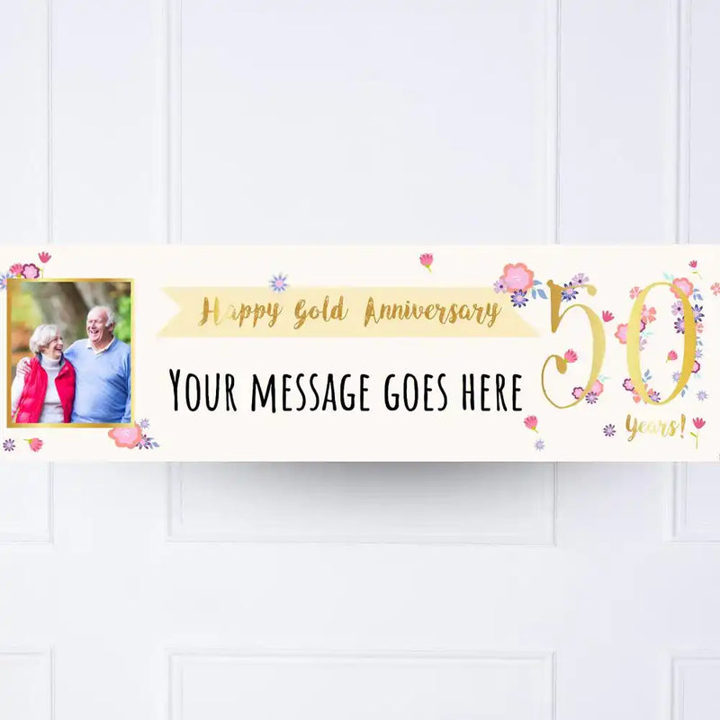 Gold Anniversary Personalised Party Banner Yes Personalised Banner
