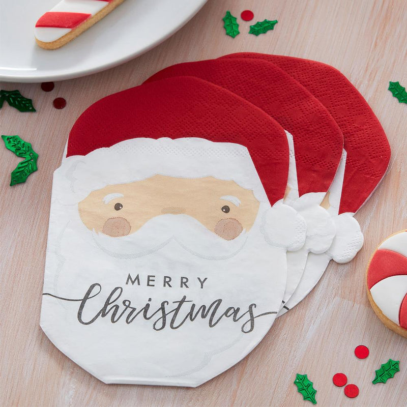 Santa Shaped Paper Party Napkins (x16)