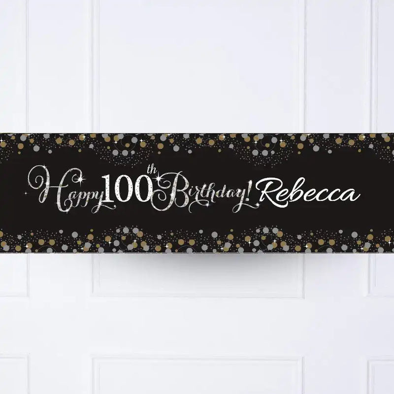 Gold Celebration 100th Personalised Party Banner No Personalised Banner