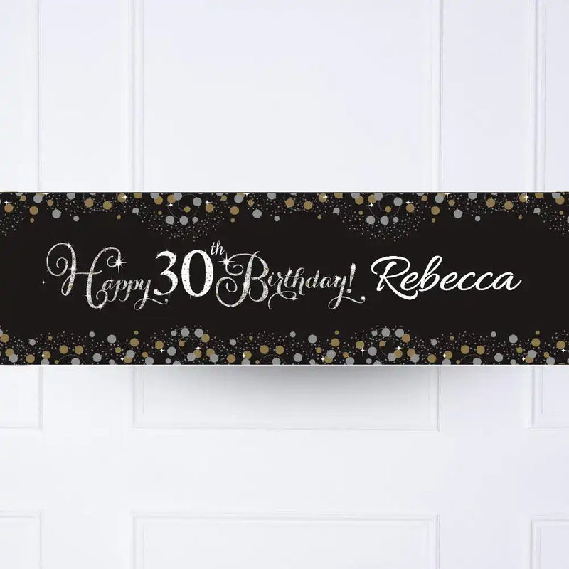 Gold Celebration 30th Personalised Party Banner No Personalised Banner