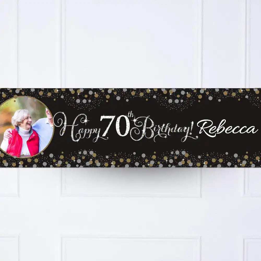 Gold Celebration 70th Personalised Party Banner Yes Personalised Banner