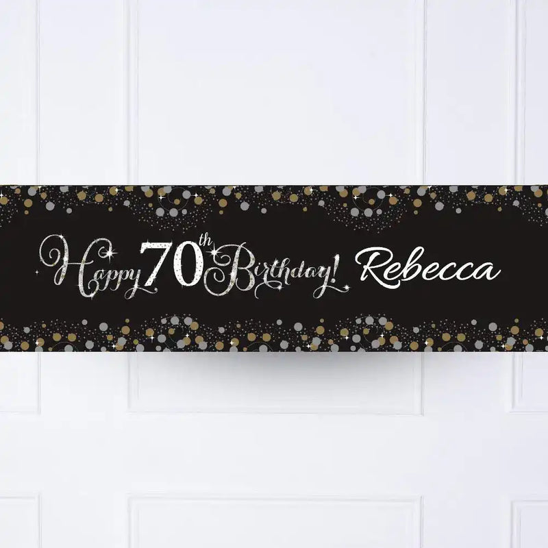 Gold Celebration 70th Personalised Party Banner No Personalised Banner