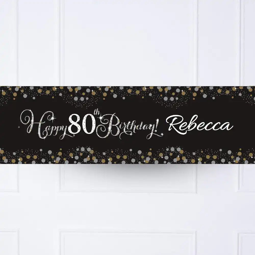 Gold Celebration 80th Personalised Party Banner No Personalised Banner
