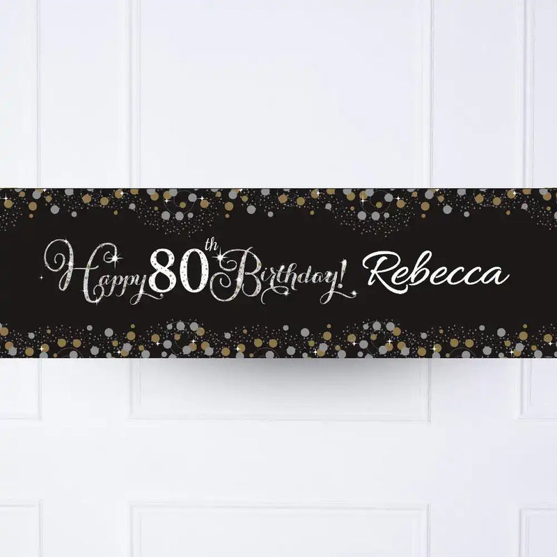 Gold Celebration 80th Personalised Party Banner No Personalised Banner