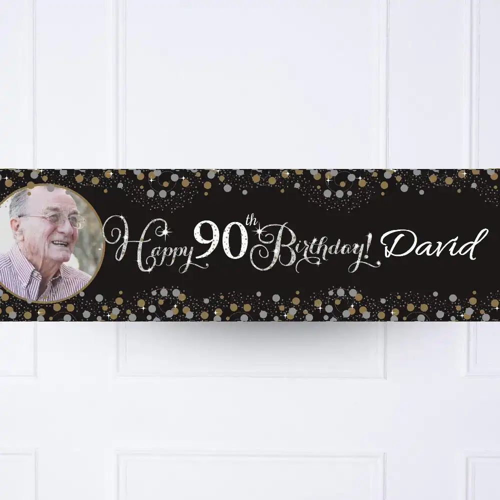 Gold Celebration 90th Personalised Party Banner Yes Personalised Banner