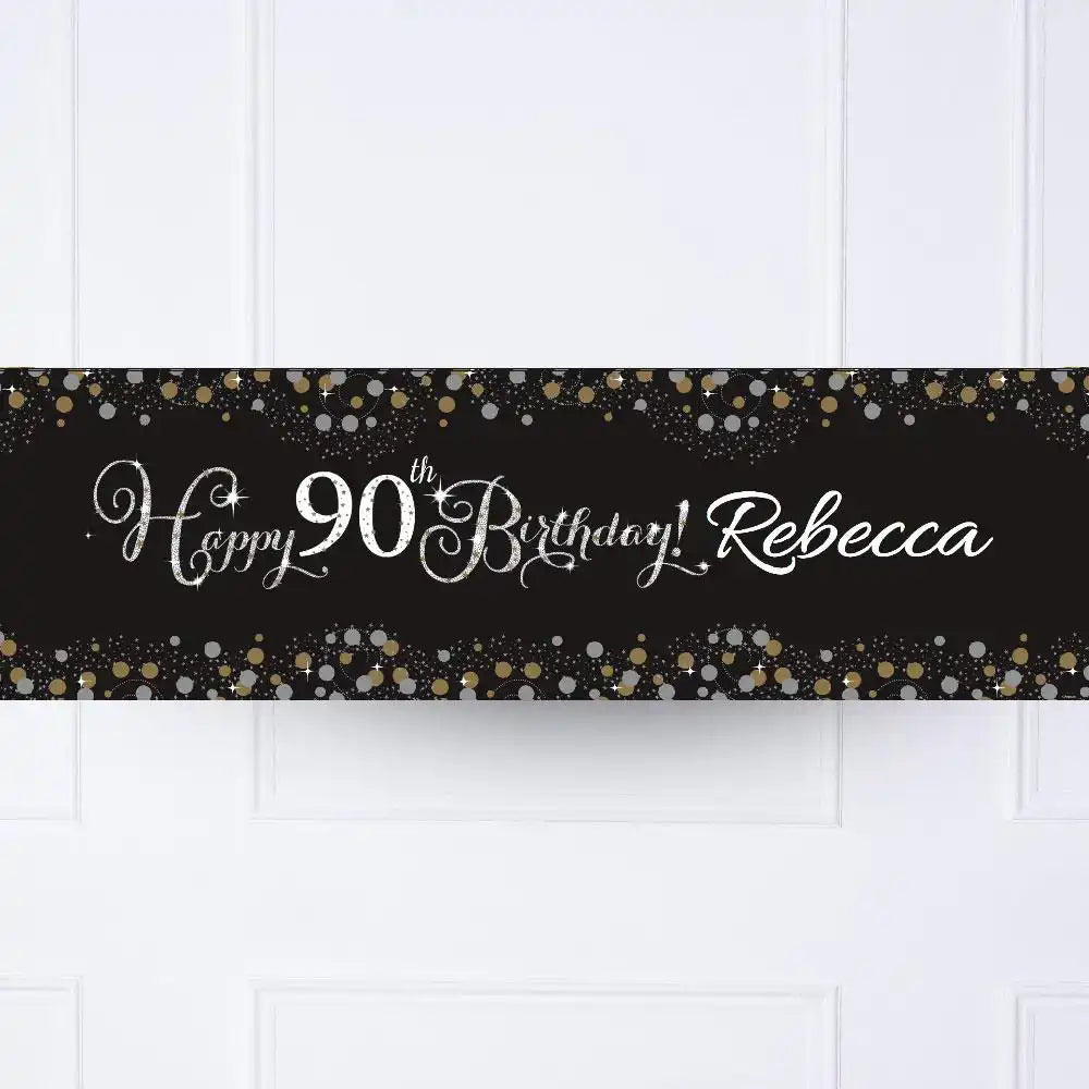 Gold Celebration 90th Personalised Party Banner No Personalised Banner