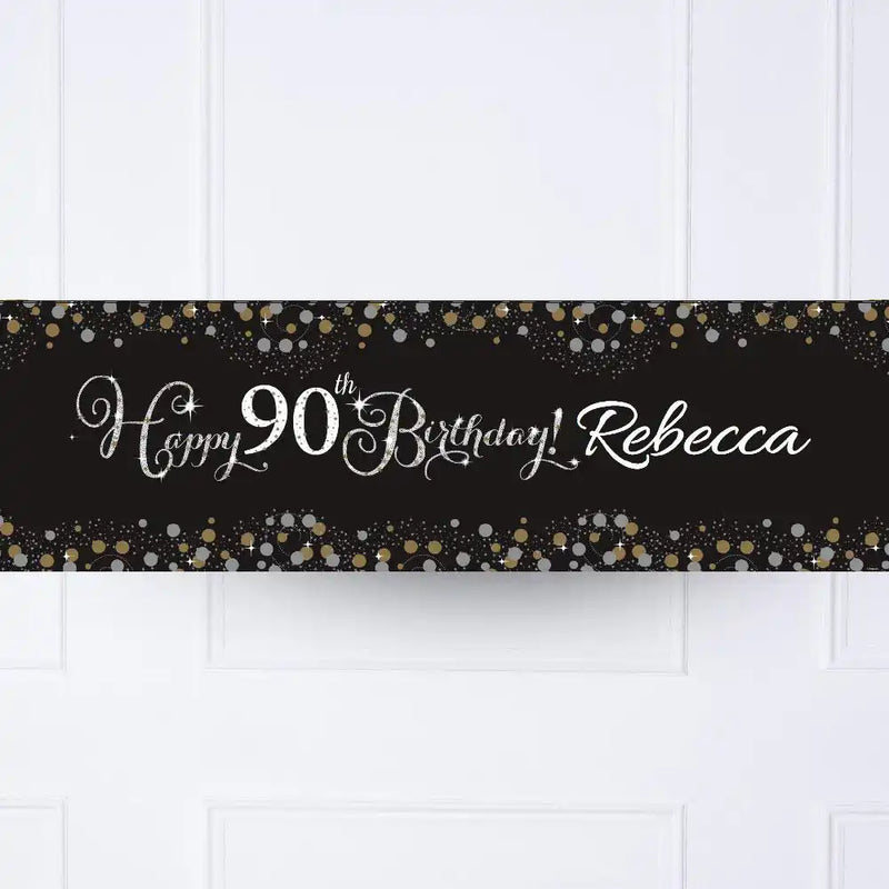 Gold Celebration 90th Personalised Party Banner No Personalised Banner
