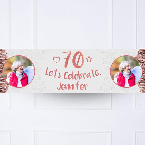 Rose Gold 70th Personalised Party Banner