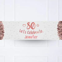 Rose Gold 80th Personalised Party Banner No Personalised Banner