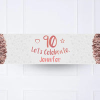 Rose Gold 90th Personalised Party Banner No Personalised Banner