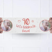 Rose Gold 90th Personalised Party Banner Yes Personalised Banner