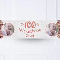 Rose Gold 100th Personalised Party Banner Personalised Banner