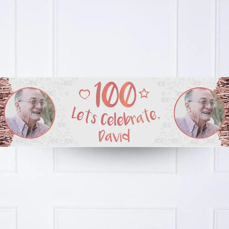 Rose Gold 100th Personalised Party Banner Personalised Banner