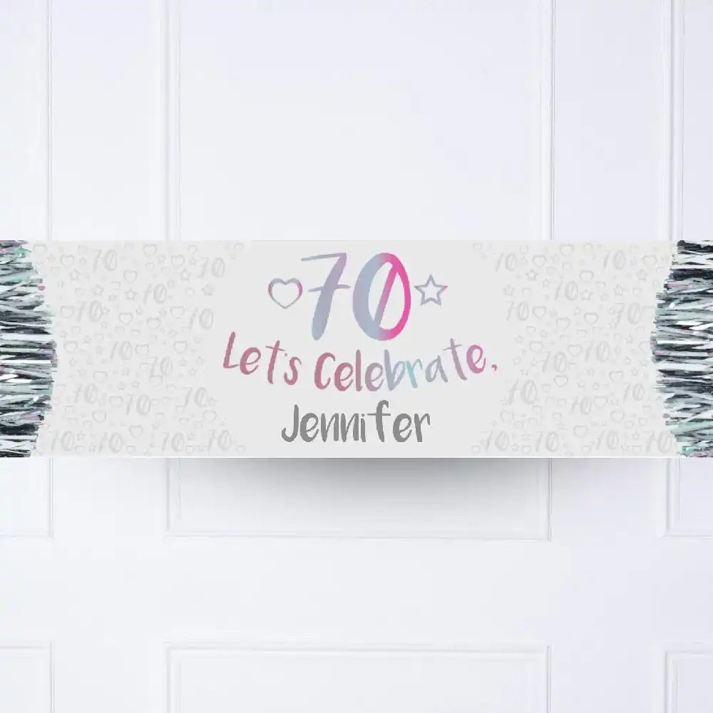 Iridescent 70th Personalised Party Banner No Personalised Banner