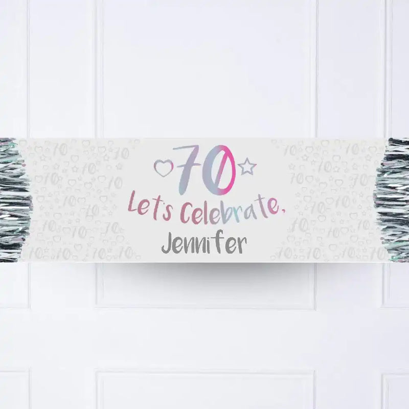 Iridescent 70th Personalised Party Banner No Personalised Banner