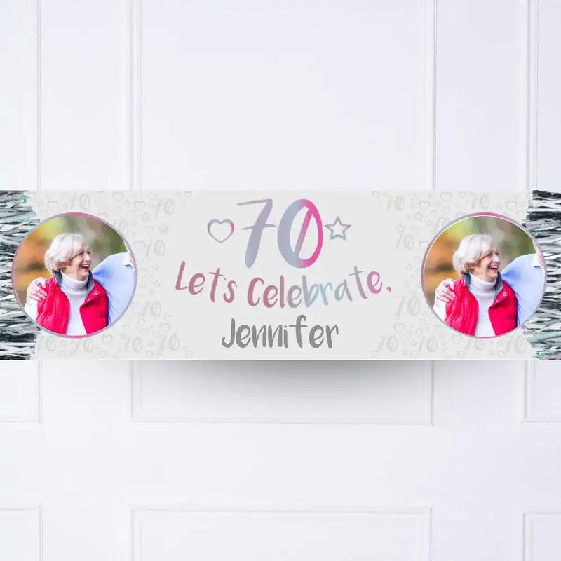 Iridescent 70th Personalised Party Banner Yes Personalised Banner