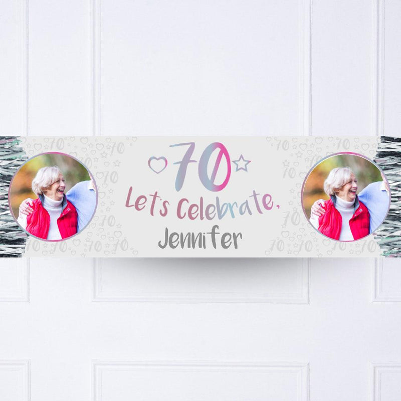 Iridescent 70th Personalised Party Banner
