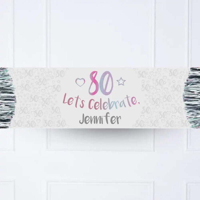 Iridescent 80th Personalised Party Banner No Personalised Banner