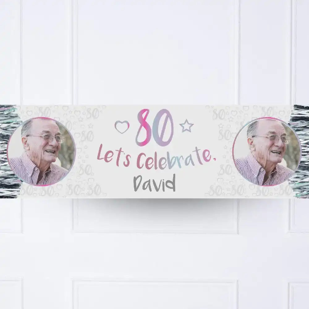 Iridescent 80th Personalised Party Banner Yes Personalised Banner