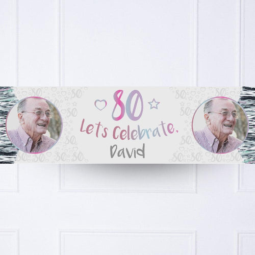 Iridescent 80th Personalised Party Banner