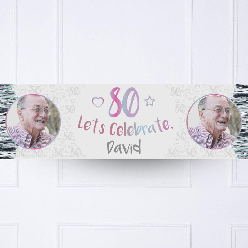 Iridescent 80th Personalised Party Banner