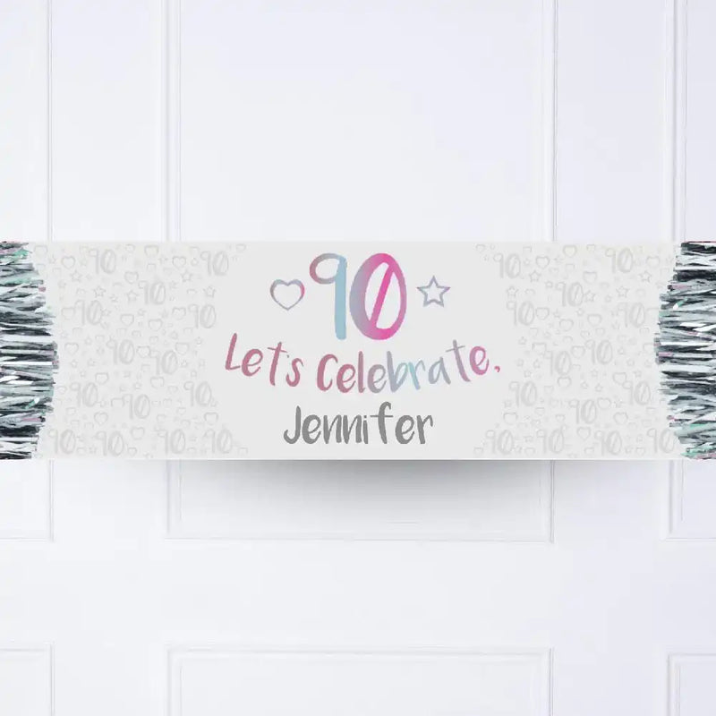 Iridescent 90th Personalised Party Banner No Personalised Banner