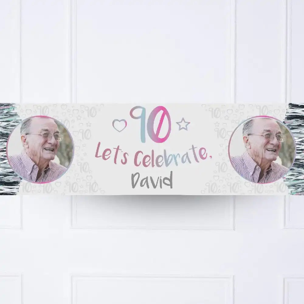 Iridescent 90th Personalised Party Banner Yes Personalised Banner