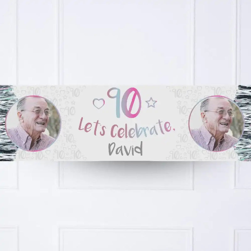 Iridescent 90th Personalised Party Banner Yes Personalised Banner