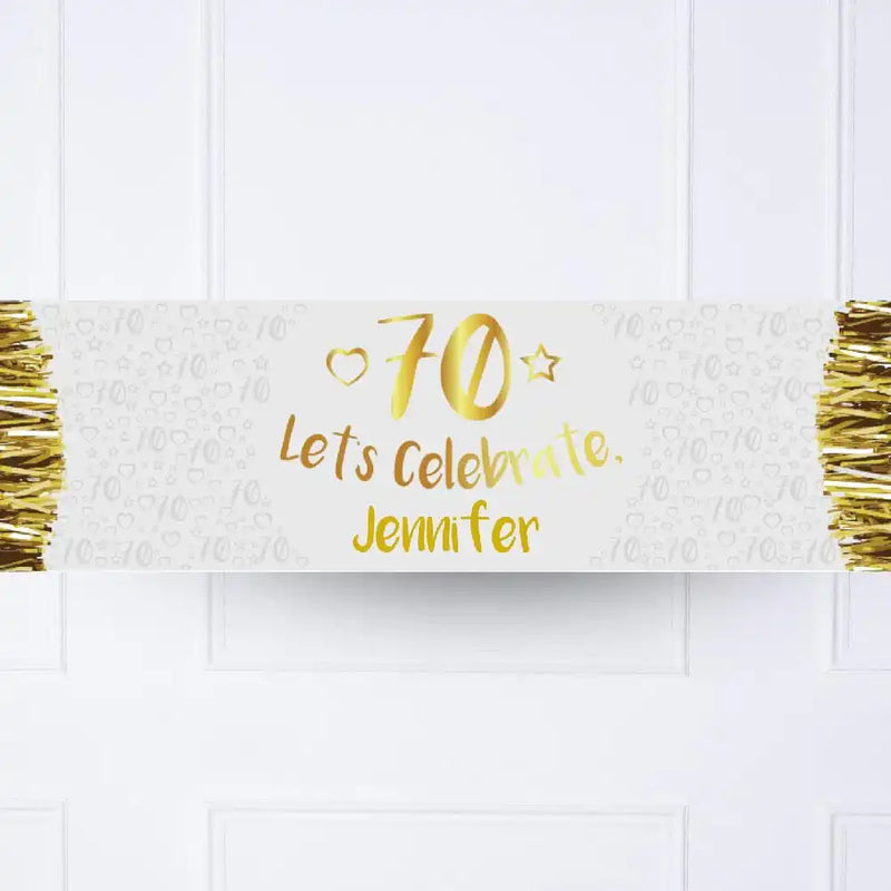 Gold 70th Personalised Party Banner No Personalised Banner