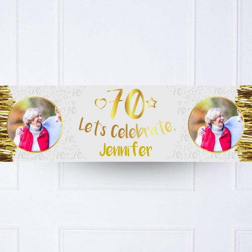 Gold 70th Personalised Party Banner