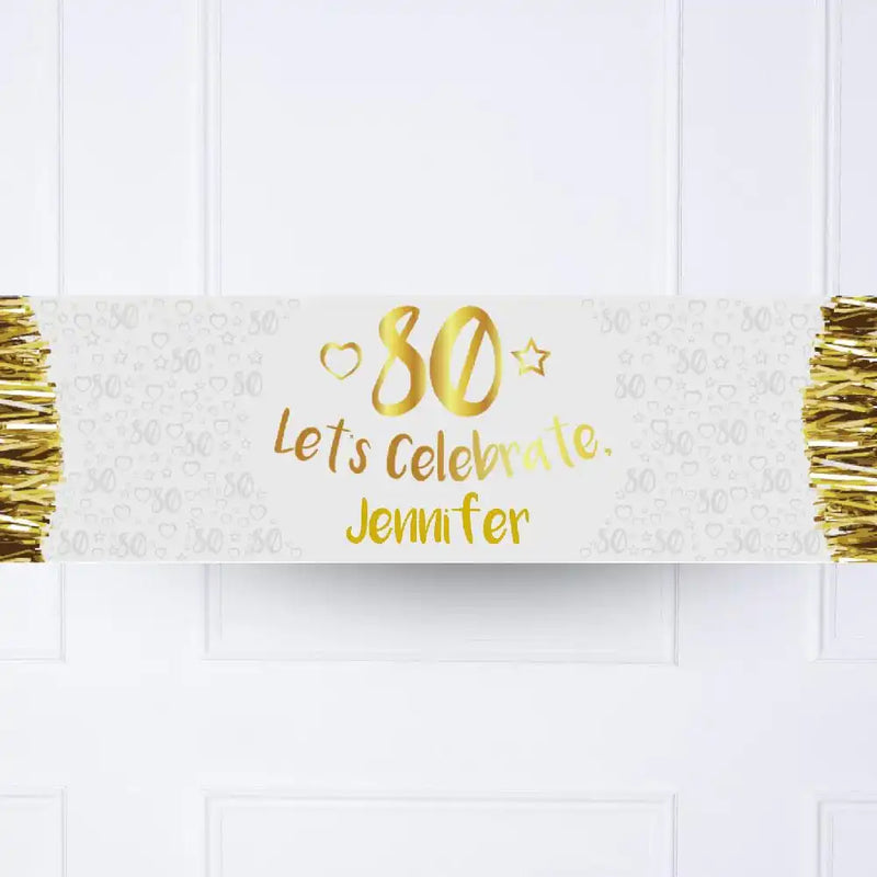 Gold 80th Personalised Party Banner No Personalised Banner
