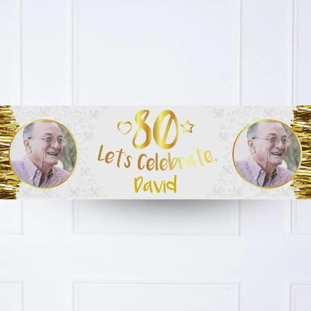 Gold 80th Personalised Party Banner Yes Personalised Banner